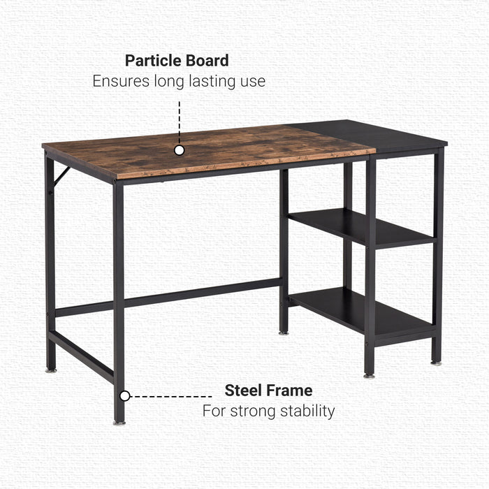 Modern Study and Writing Desk with Dual Storage Shelves - Sturdy Steel Frame Home Office Workstation - Versatile Setup with Adjustable Shelving, 120x60x76cm