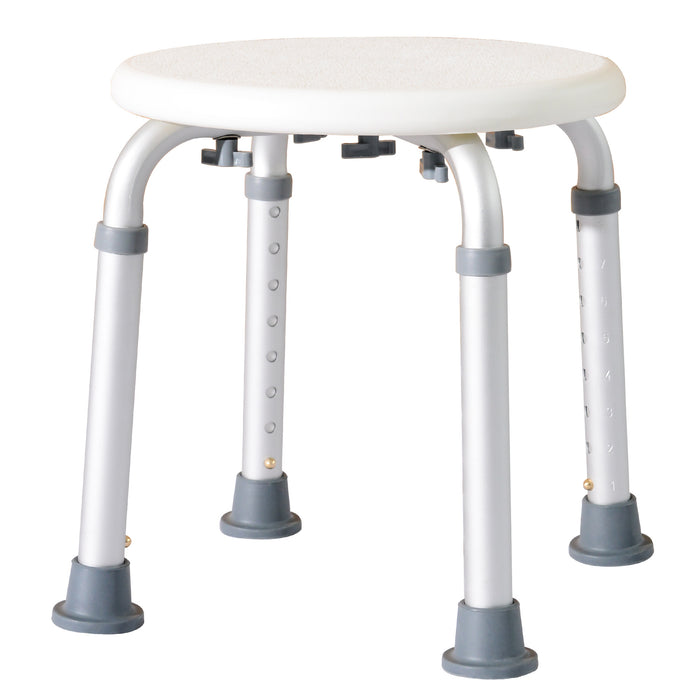 Adjustable Cream White Bathroom Stool - 32.5Wx41Dx35.5-54H cm Non-Slip Shower & Bath Seat - Safety and Comfort for Elderly or Disabled