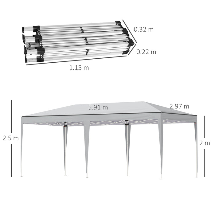 Double Roof Foldable Gazebo - 6m x 3m Wedding Canopy Tent with Carrying Bag, Grey - Ideal for Outdoor Events and Gatherings