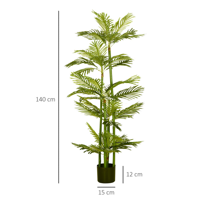 Tropical Palm Artificial Plant with Pot - Lifelike Indoor/Outdoor Faux Greenery Decor, 15x15x140 cm - Enhances Home and Office Spaces