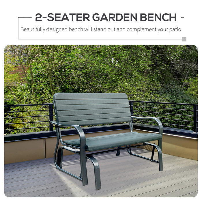 Garden Double Glider Bench - HDPE and Metal 2-Person Swing Chair for Porch and Patio - Comfortable Rocking Furniture for Outdoor Relaxation