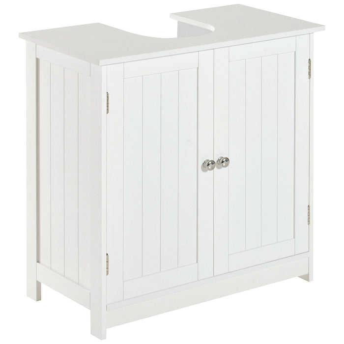 Under Sink Bathroom Storage Cabinet - 2-Tier Wooden Vanity Organizer, White - Space-Saving Solution for Small Bathrooms