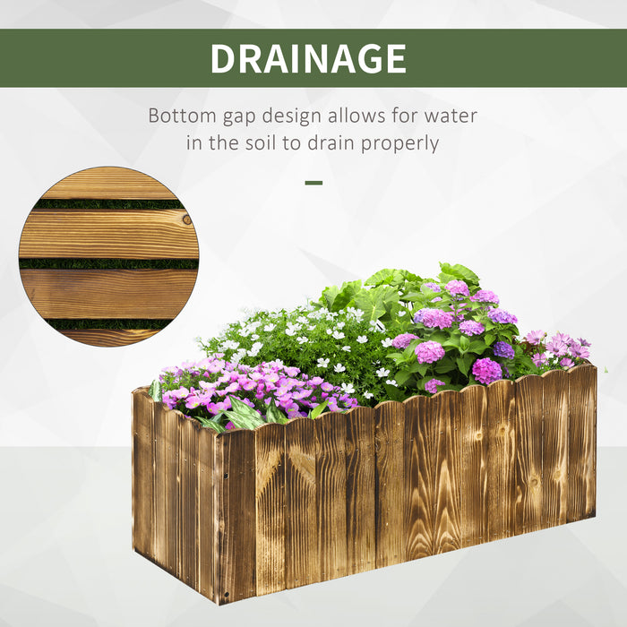 Large Rectangular Wooden Planter - 70L Flower & Vegetable Raised Bed, Outdoor Herb Display Box, 80x33x30 cm - Ideal for Gardeners and Patio Decor