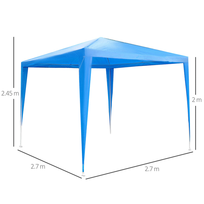 Garden Gazebo Marquee 2.7m x 2.7m - Blue Party Tent with Wedding Canopy for Outdoor Events - Ideal Shelter for Gatherings and Celebrations