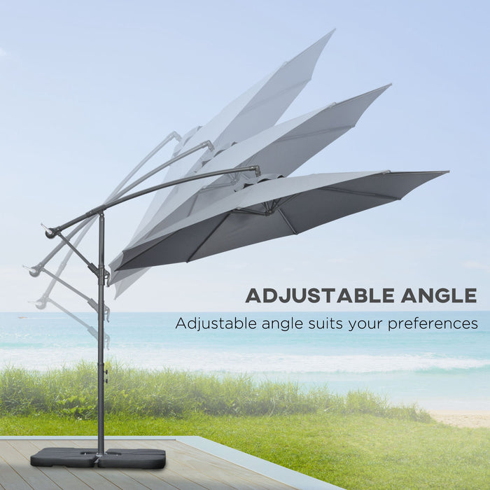 Banana Cantilever Umbrella with Crank Handle - 3m Outdoor Sun Shade Parasol, Cross Base in Dark Grey - Ideal for Garden, Patio Protection from Sun