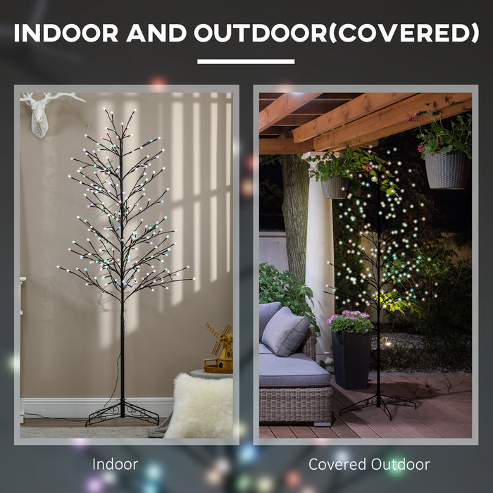 6ft Artificial Tree with 180 Colorful LED Lights - Perfect for Home Parties & Decorative Ambiance - Ideal for Indoor & Sheltered Outdoor Settings