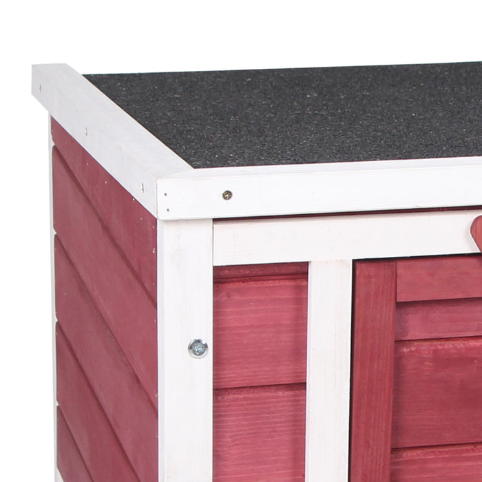 Deluxe Wooden Rabbit Hutch - Spacious 51x42x43cm Pet Shelter with Red Finish - Ideal Home for Small Animals