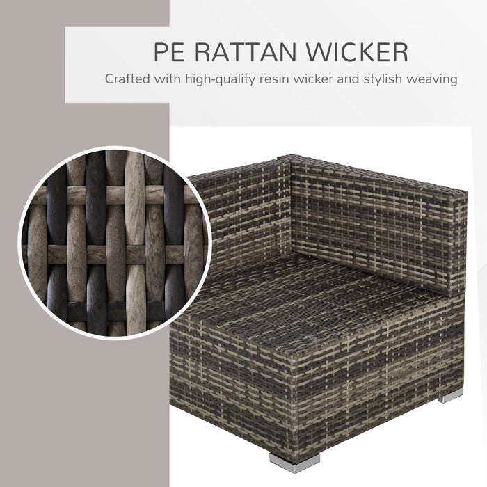 PE Rattan Wicker Single Corner Sofa Chair - Deep Grey Garden Furniture with Cushions - Ideal for Patio and Outdoor Lounging