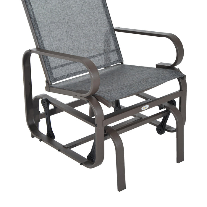 Outdoor Gliding Rocking Chair - Sturdy Metal Frame and Comfortable Swing Design for Garden, Patio, Backyard, and Poolside - Relaxing Grey Lounger for Leisure Time