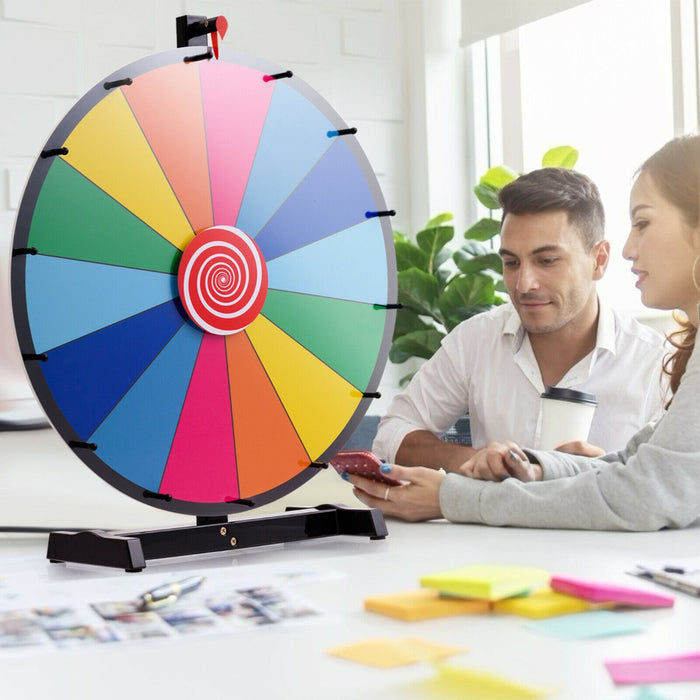 Prize Wheel 18" - Colourful Dry Erase Board, Metal Stand - Ideal for Party Fun Games and Events