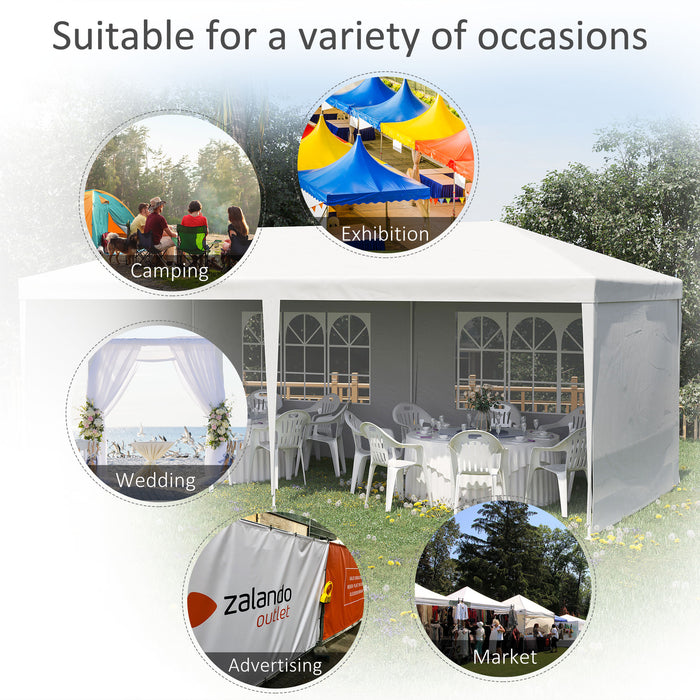 6x3m Party Tent Gazebo - Marquee with Windows and Side Panels for Outdoor Events - Patio Canopy Shelter, Ideal for Gatherings and Celebrations