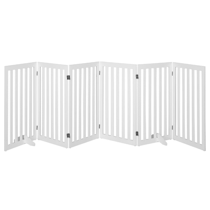 Expandable Pet Gate 60cm, 5 Panels - With 2 Support Feet and 360° Rotatable Hinges, White - Ideal Barrier for Pets, Easy Movement & Adjustment