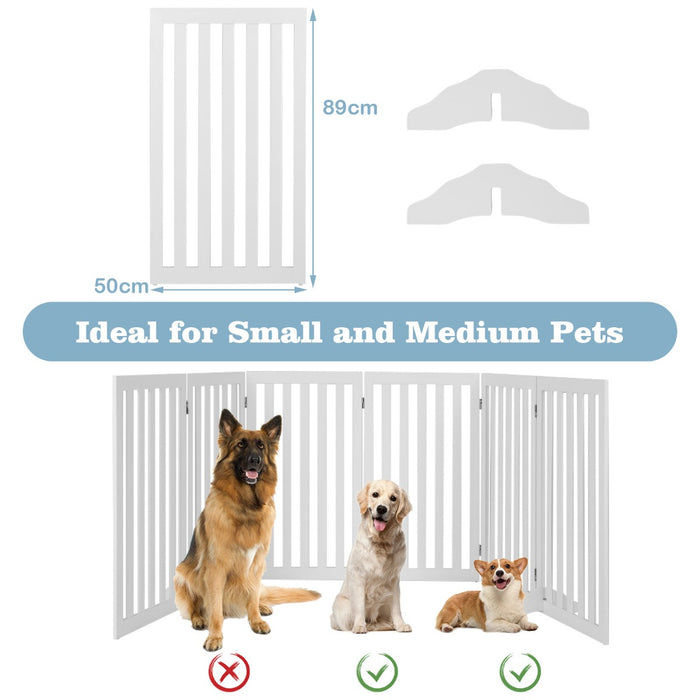Expandable Pet Gate 60cm, 5 Panels - With 2 Support Feet and 360° Rotatable Hinges, White - Ideal Barrier for Pets, Easy Movement & Adjustment