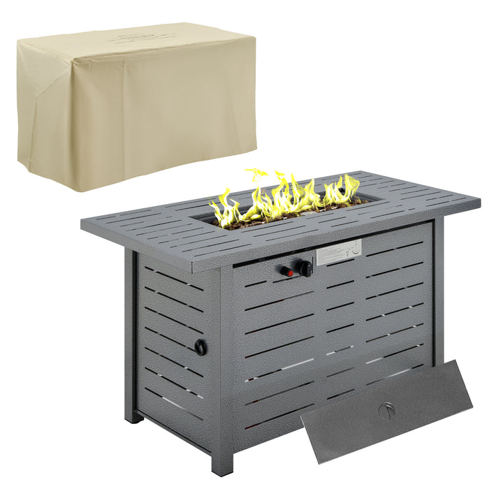 50000BTU Propane Gas Fire Pit Table - Outdoor Patio Heater with Smokeless Firepit, Lava Rocks, and Protective Cover - Perfect for Entertainment and Warmth