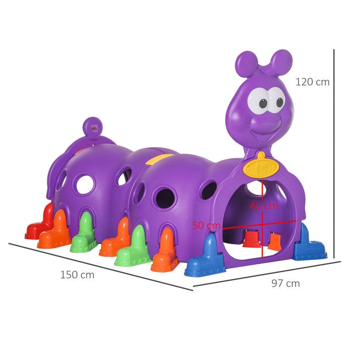 Kids Caterpillar Climbing Play Tunnel - Durable Indoor & Outdoor Crawling Equipment for Ages 3-6 - Fun Garden Playground Accessory in Vibrant Purple