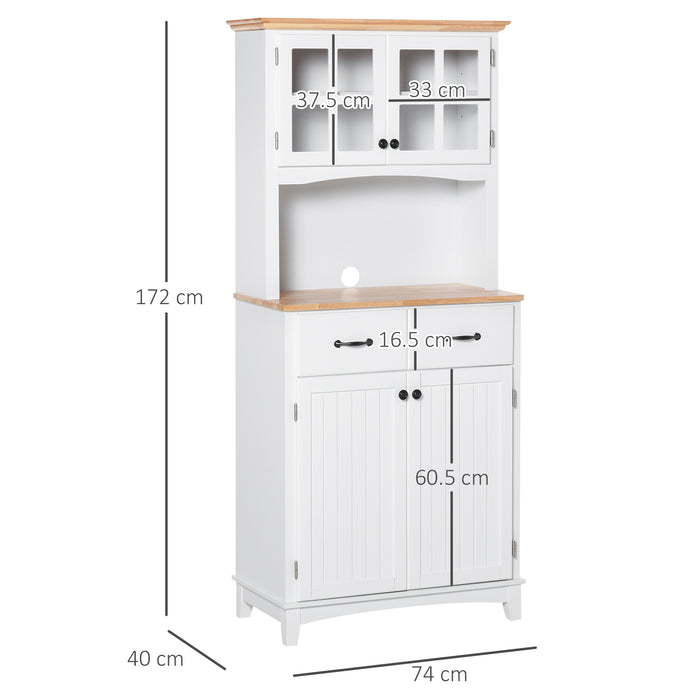 Freestanding Kitchen Cabinet with Glass Doors - Ample Storage and Microwave Shelf - Ideal for Organizing Cookware and Appliances