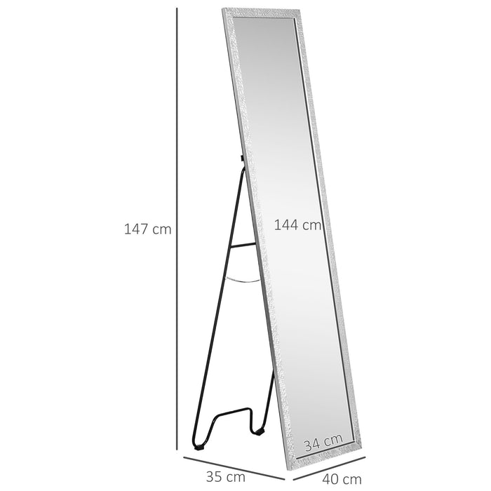Elegant Freestanding Full-Length Dressing Mirror - Sturdy PS Frame for Bedroom & Living Room Décor - Ideal for Daily Outfit Checks and Room Ambiance Enhancer
