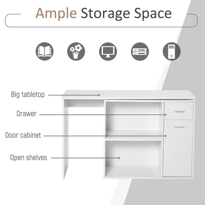 L-Shaped Corner Desk - Computer Study Workstation with Storage & Drawer - Ideal for Home Office Use