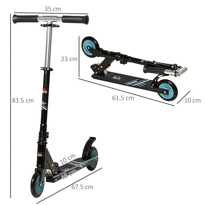 Kids Toddler One-Click Foldable Kick Scooter - Adjustable Height and Brake, Durable Aluminum Frame in Black - Perfect for Boys and Girls Ages 3-8