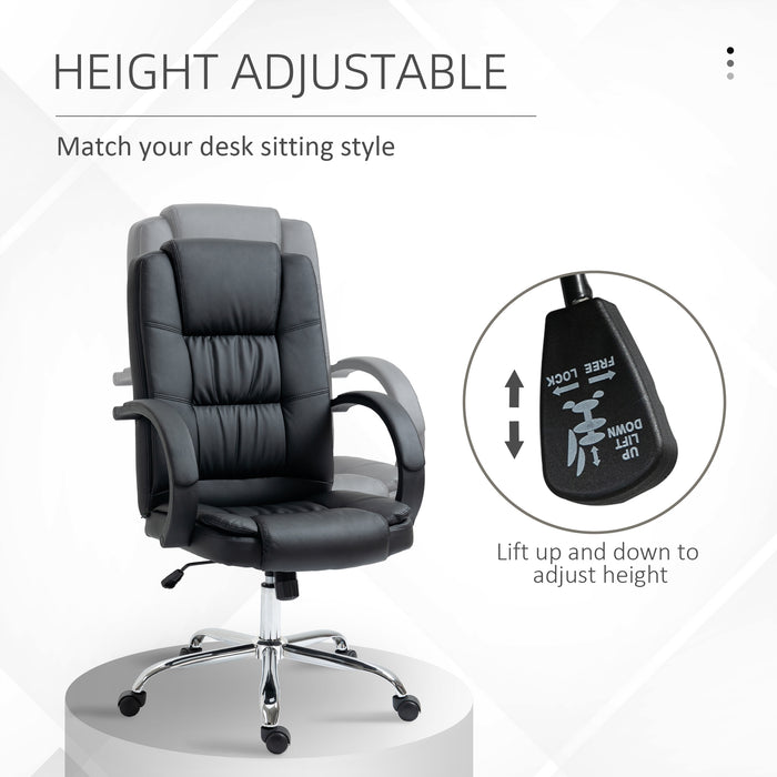 Ergonomic High Back Swivel Chair - PU Leather Executive Seat with Adjustable Tilt & Height, Padded Armrests - Comfortable Office Furniture for Professionals