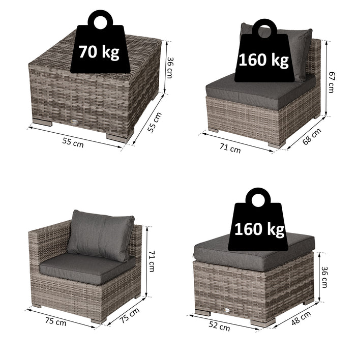 Rattan 6-Seater Sofa Set - Outdoor Patio Furniture with Wicker Weave Chairs & Coffee Table - Space-Saving Design for Garden Entertainment