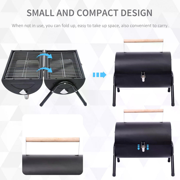 Portable Folding Charcoal Grill - Compact Outdoor BBQ for Picnics, Camping, and Tailgating - Easy-to-Carry Tabletop Barbecue for Delicious Smoky Flavors