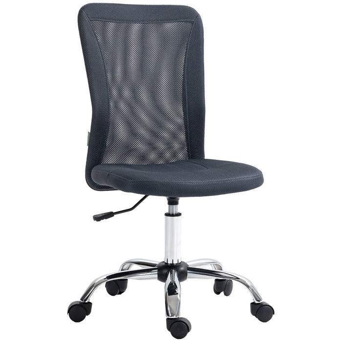 Ergonomic Armless Task Chair - Breathable Mesh Swivel Computer Desk Chair with Adjustable Height - Ideal for Home Office and Study Use, Dark Grey