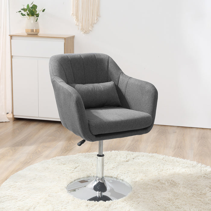 Contemporary Swivel Accent Chair with Adjustable Height - Vanity Armchair, Thick Cushion, & Lumbar Support - Ideal for Bedroom Comfort & Style