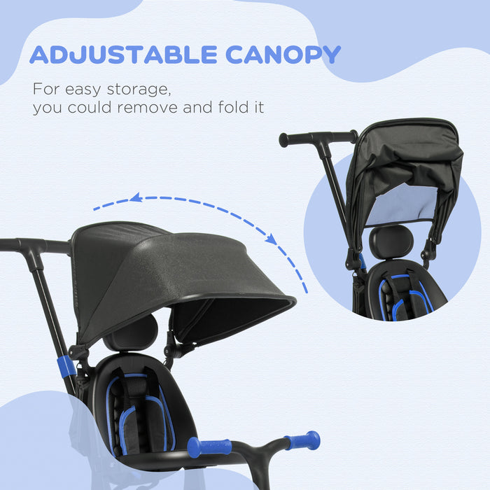 Kids 3-in-1 Aluminium Tricycle - Adjustable Push Handle, Canopy, and Reclining Seat - Perfect for 18-48 Months Toddlers and Outdoor Play