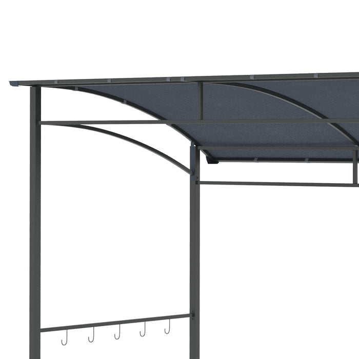 BBQ Grill Gazebo Canopy - 7ft Metal Frame Garden Tent with Hooks, Grey Outdoor Sun Shade - Perfect for Grilling and Outdoor Parties