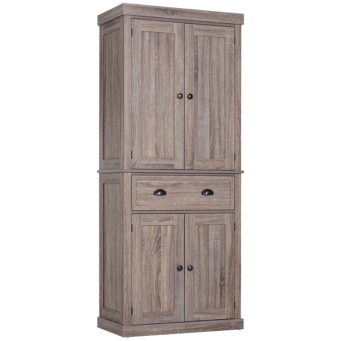 Colonial-Style Freestanding Cabinet - Ample Storage Space with Dark Wood Grain Finish, 76x40.5x184cm - Ideal for Organizing Kitchen Essentials