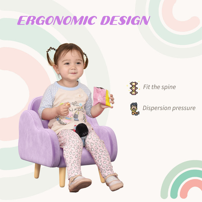 ErgoKids Cloud Chair - Comfy Ergonomic Toddler Armchair in Purple - Perfect Mini Sofa for Children's Playroom, Ages 1.5-5 Years