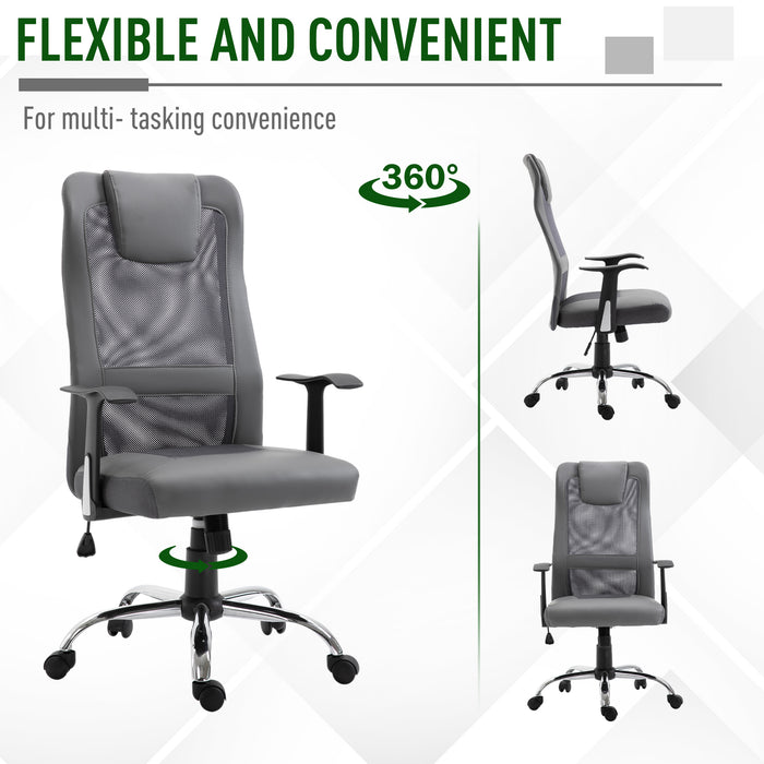 Mesh High-Back Office Desk Chair with Adjustable Height and Swivel Capability - Ergonomic Design with Headrest for Home or Office Use - Comfortable Seating Solution for Professionals and Students