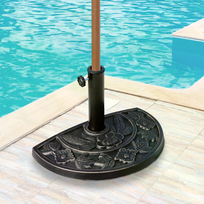 Heavy Duty Resin Umbrella Base in Elegant Bronze - Sturdy Parasol Stand for Patio, Outdoor - Weather-Resistant Support for Sun Shades