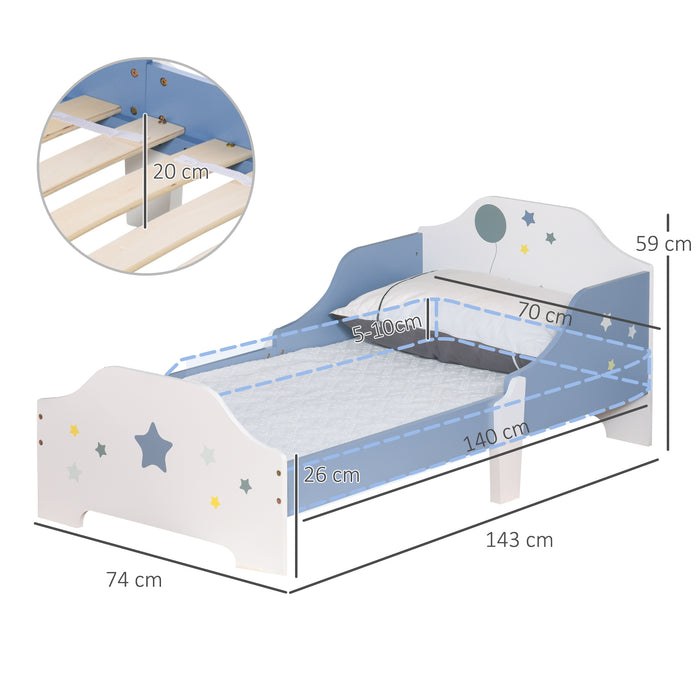 ToddlerGuard Dreamy Starry Wooden Bed - Safety-Rounded Edges, Guardrails for Protection, Fun Star Design - Ideal for Transitioning Toddlers to Big Kid Beds