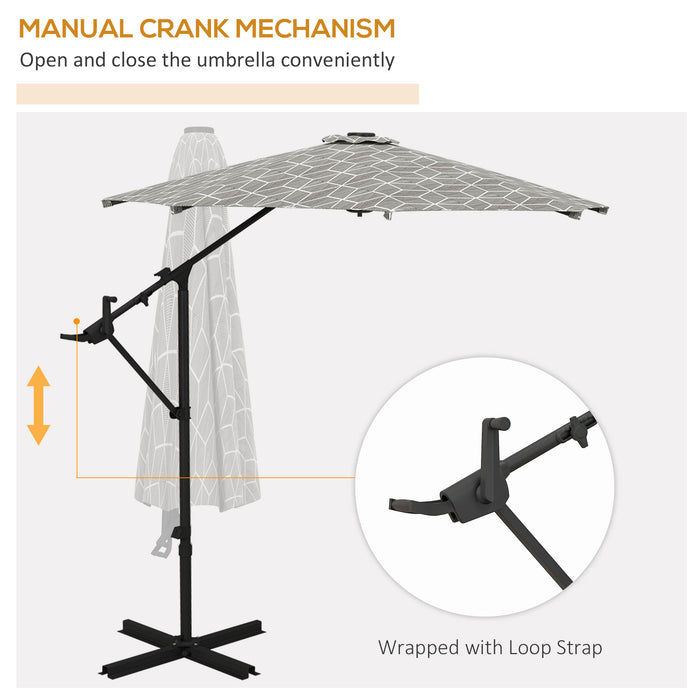 Convertible Cantilever and Centre-Post Parasol - 3m UV Protection, 360-Degree Rotating Banana Umbrella with Cross Base - Ideal for Outdoor Patio, Garden Shade and Sun Protection