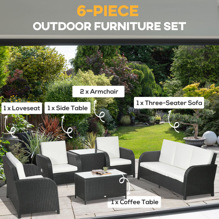 7 Seater Rattan Garden Furniture Set - Wicker Sofa, Recliner, Glass Table, 181cm - Ideal for Patio, Decking & Large Outdoor Spaces