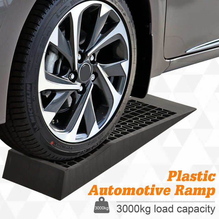 Heavy-Duty Plastic Curb Ramps, Pair of 2 - Low Entrance, Anti-Slip Surface, 3 Ton Load Capacity - Ideal for Garage, Cars, SUVs, and Small Vans