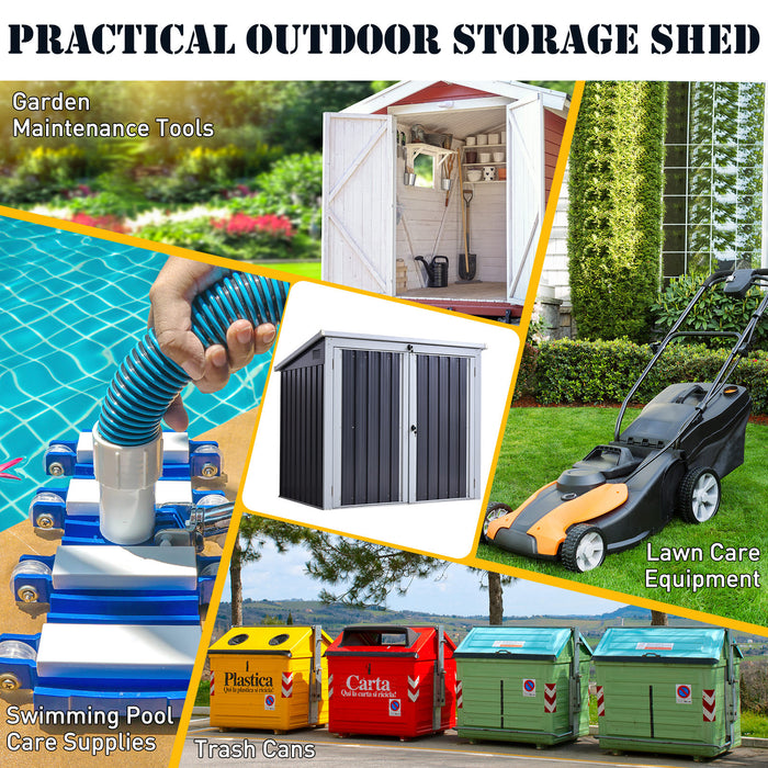 5ft x 3ft Garden 2-Bin Storage Shed - Corrugated Steel, Locking Doors, Outdoor Dustbin Unit - Keeps Garbage Discreet and Secured