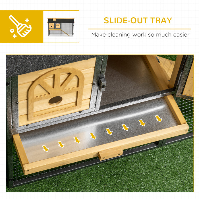 Outdoor Bunny Hutch with Spacious Run - Easy-Clean Removable Tray, Ramp Access, Durable Small Animal Shelter - Perfect for Pet Rabbits and Small Creatures