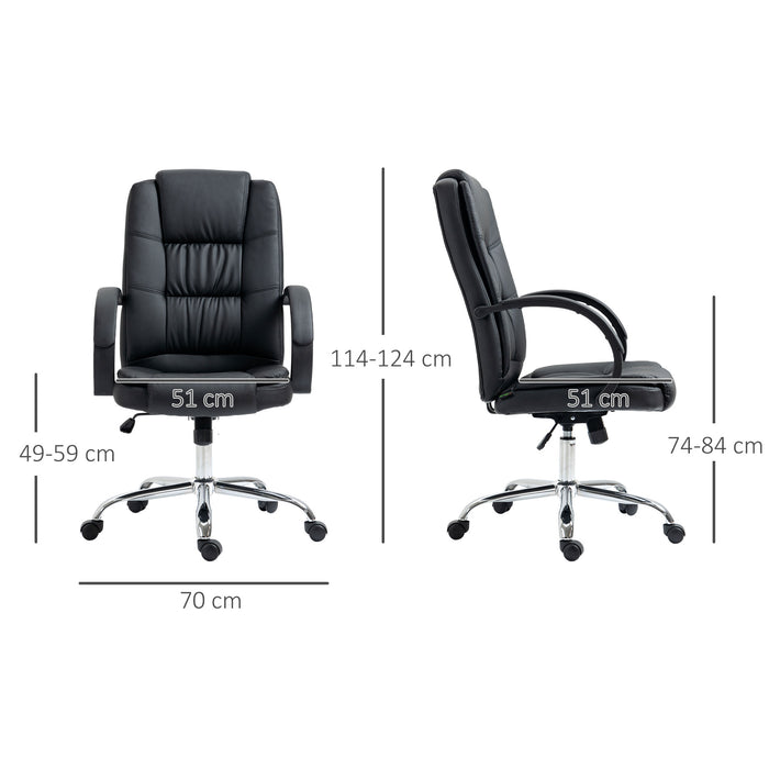 Ergonomic High Back Swivel Chair - PU Leather Executive Seat with Adjustable Tilt & Height, Padded Armrests - Comfortable Office Furniture for Professionals