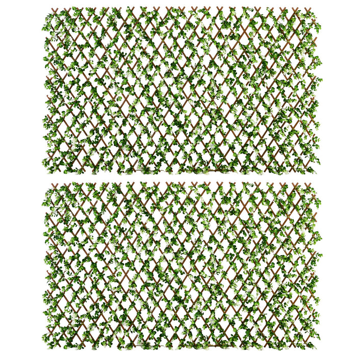 Expandable Faux Privacy Fence 2-Pack - 2x1m Decorative Trellis with Lifelike Artificial Leaves - Ideal for Garden Screening and Wall Greenery