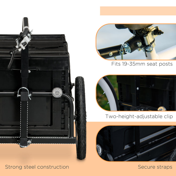 Bicycle Cargo Carrier with 65L Storage - Steel Construction Bike Trailer with Safety Reflectors - Perfect for Hauling Gear up to 40KG