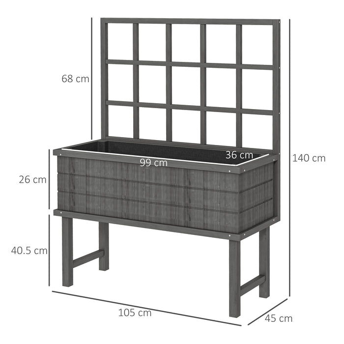 Elevated Wooden Garden Planter with Built-In Trellis - Ideal for Climbing Plants, Includes Drainage System and Protective Liner - Perfect for Gardeners Enhancing Outdoor Spaces