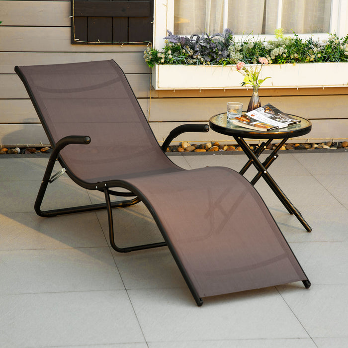 Reclining Garden Sun Lounger - Folding Chaise Lounge Chair for Beach, Poolside, Patio in Dark Brown - Ultimate Comfort for Outdoor Relaxation