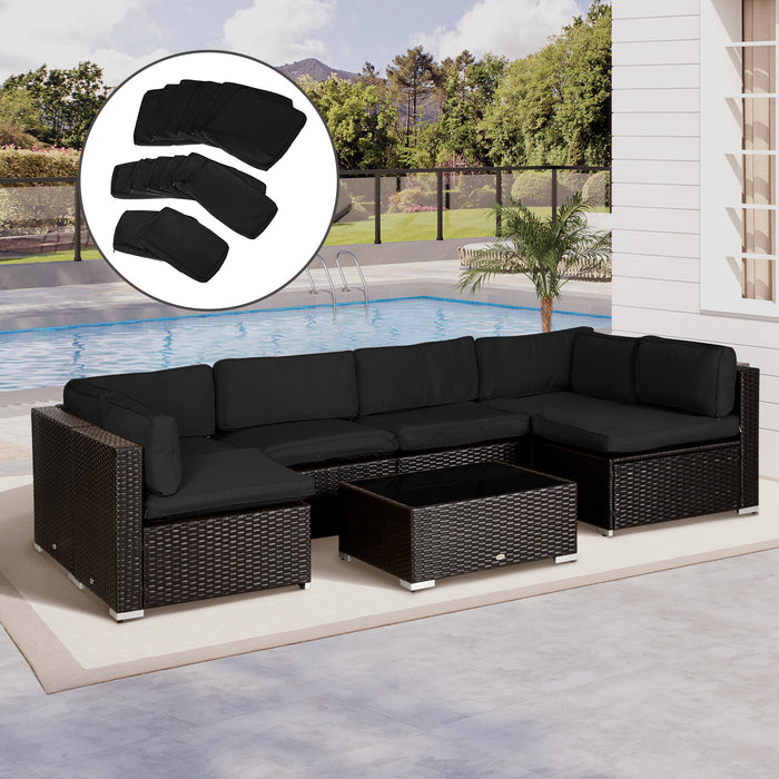 Rattan Sofa Polyester Cushion Cover - Durable Outdoor Replacement Cover in Black - Ideal for Patio Furniture Refresh Without Cushions