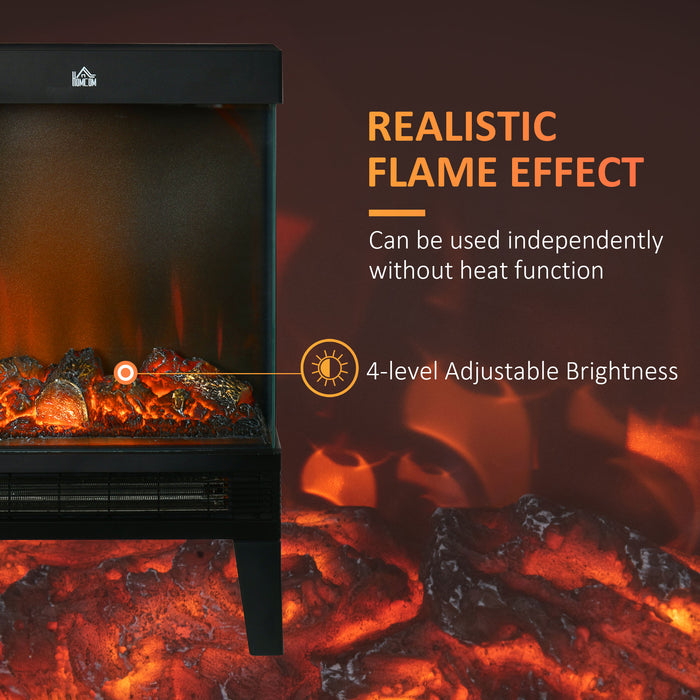 Electric Fireplace Heater with 180° View - Quiet Freestanding Stove with LED Flame, Variable Heat Settings & Overheat Protection - Cozy Ambiance for Home Comfort