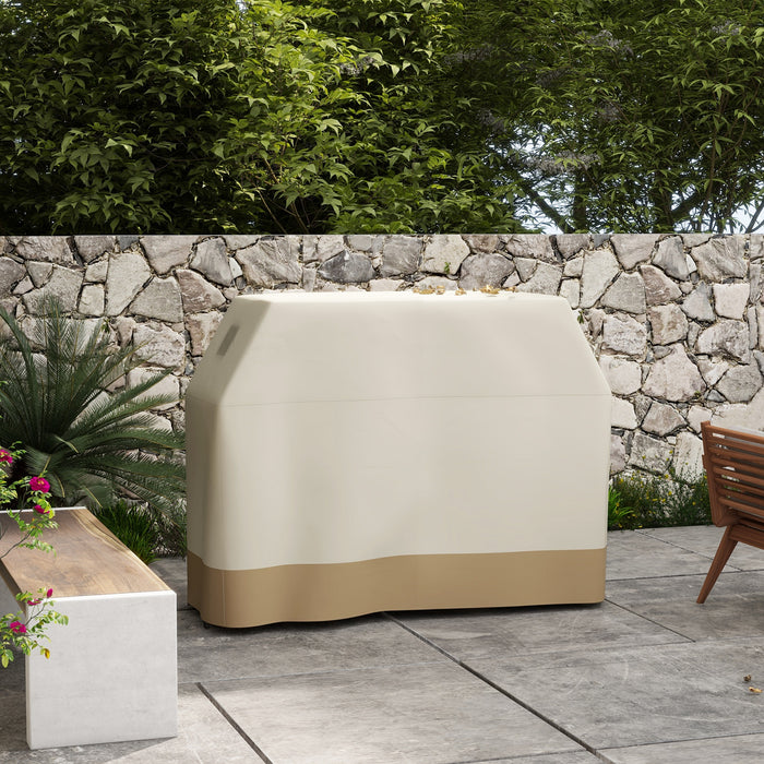 Outdoor Grill Protector - 66W x 152L cm Beige PU-Coated Weatherproof Cover - Ideal for Patio BBQ Shelter