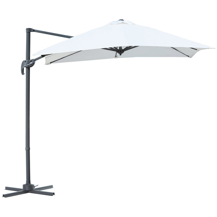 Deluxe Patio Offset Parasol - 2.5m Cantilever Aluminium Umbrella with 360° Rotation and Crank Handle - Outdoor Sun Shade Canopy Shelter for Garden & Deck