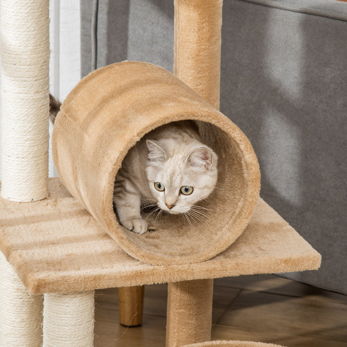 Kitten Activity Center Cat Tree - 121cm Scratching Post, Bed, Tunnel, Perch, Interactive Ball Toy - Perfect Play Structure for Cats and Kittens